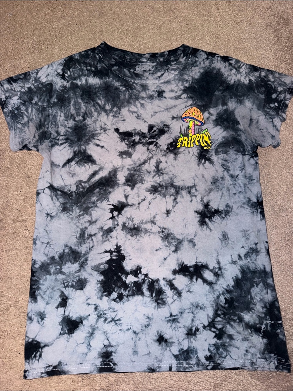 Black & Gray Tie-Dye 'Trippin' Graphic Tee